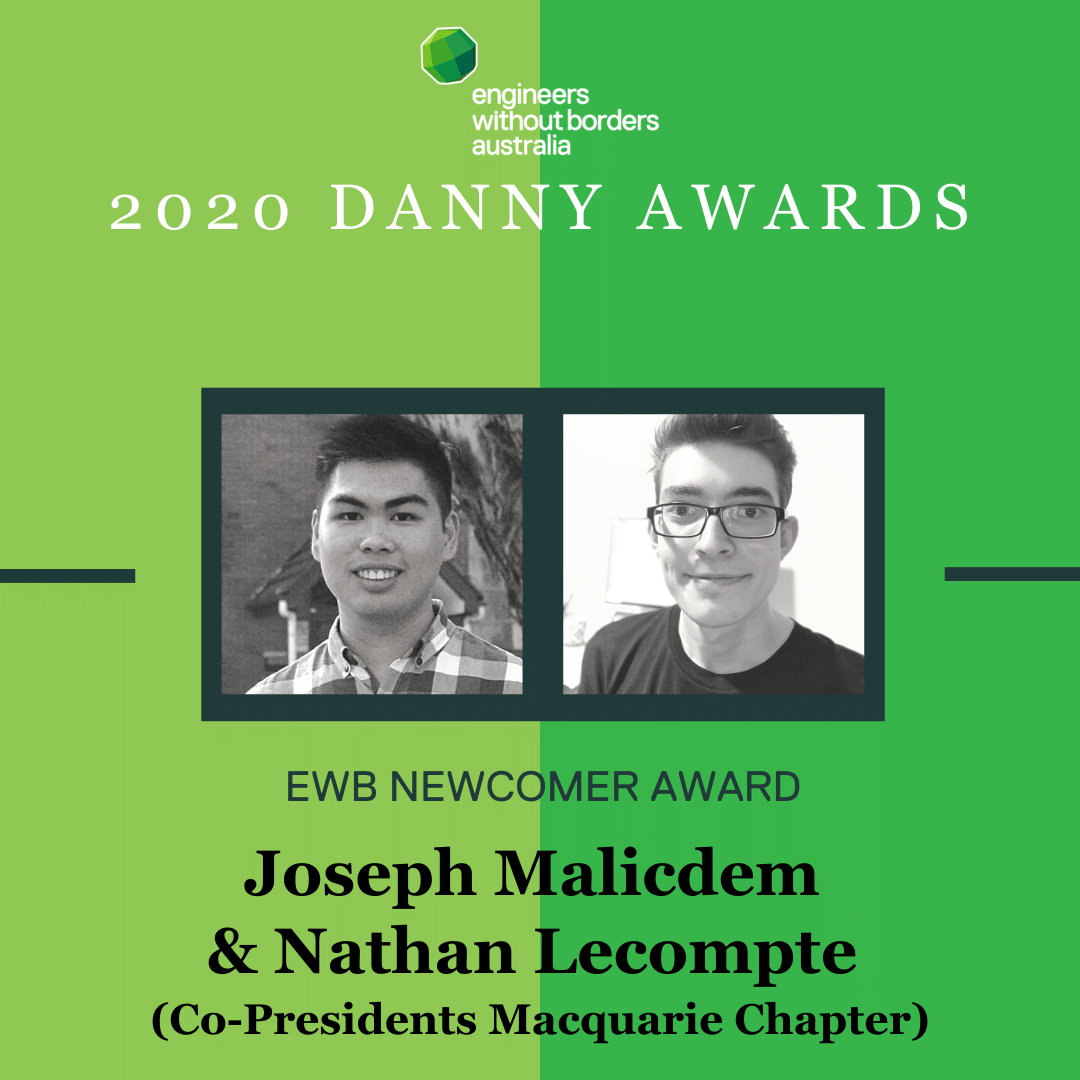 Danny Awards 2020 - Joseph Malicdem & Nathan Lecompte (Awarded as a team for their work as Co-Presidents of the Macquarie Chapter)